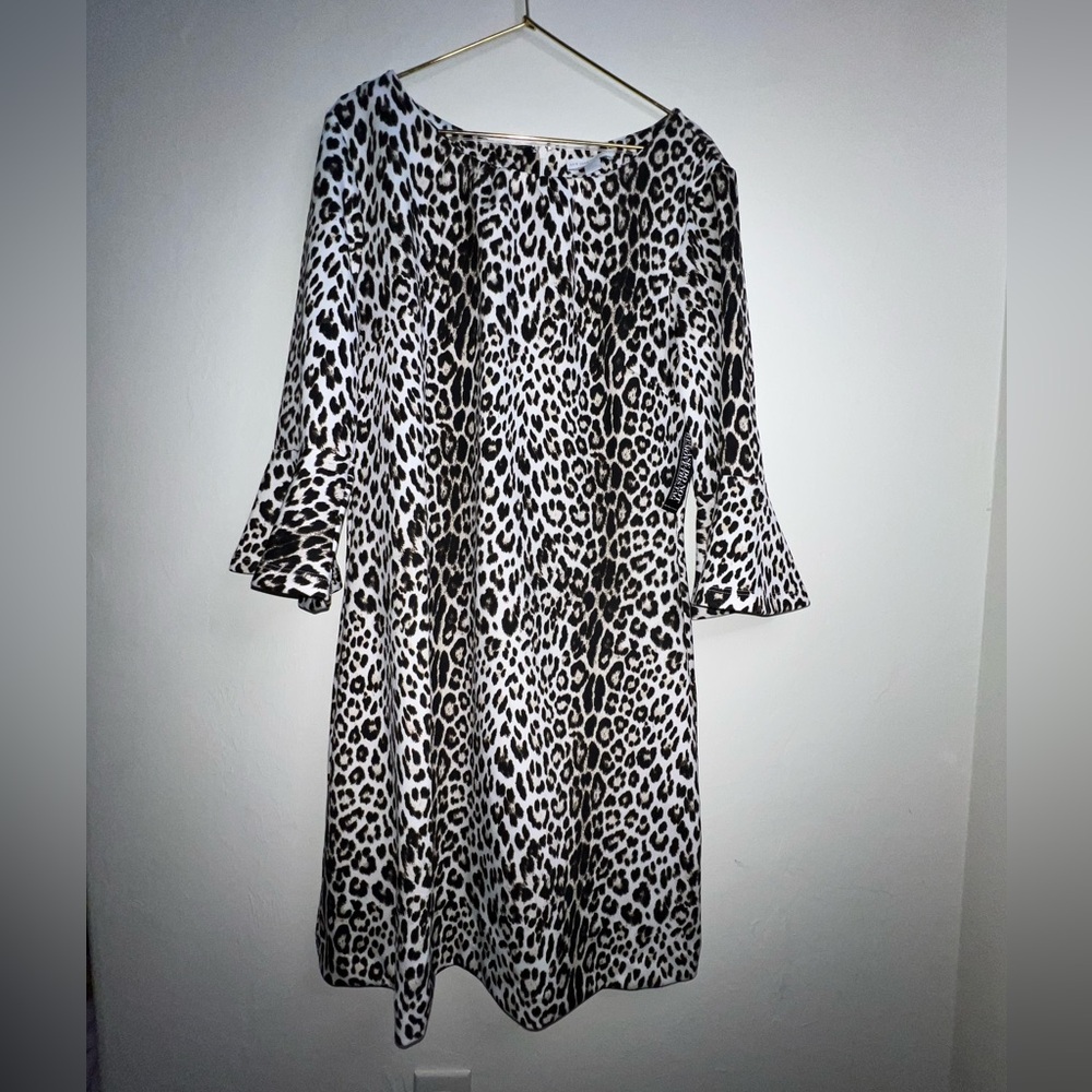 New York & Company Black and White Leopard Shift Dress